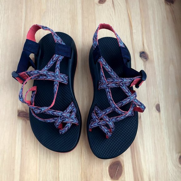 navy and pink sandals